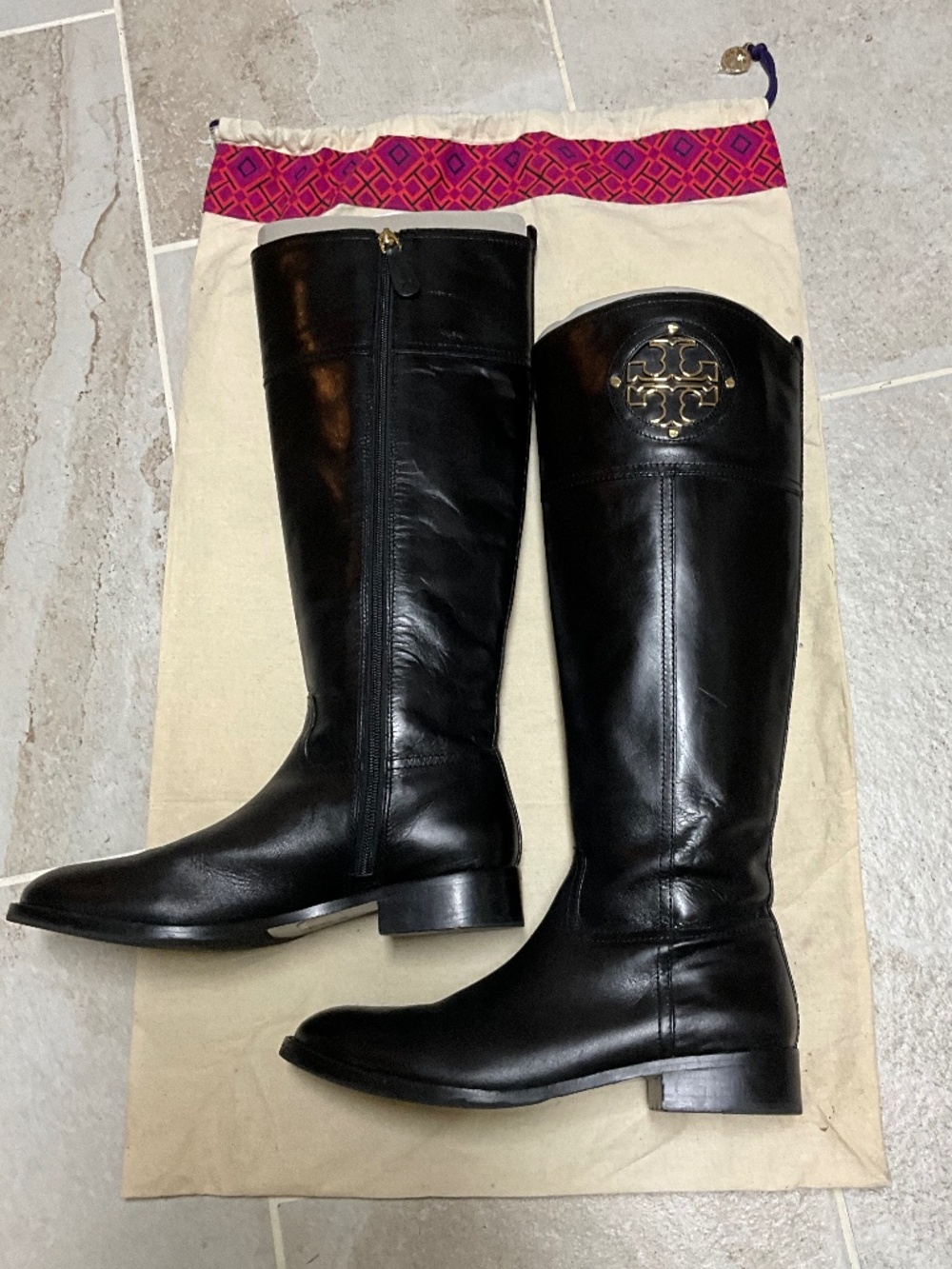 Tory Burch Black Leather Riding Boots